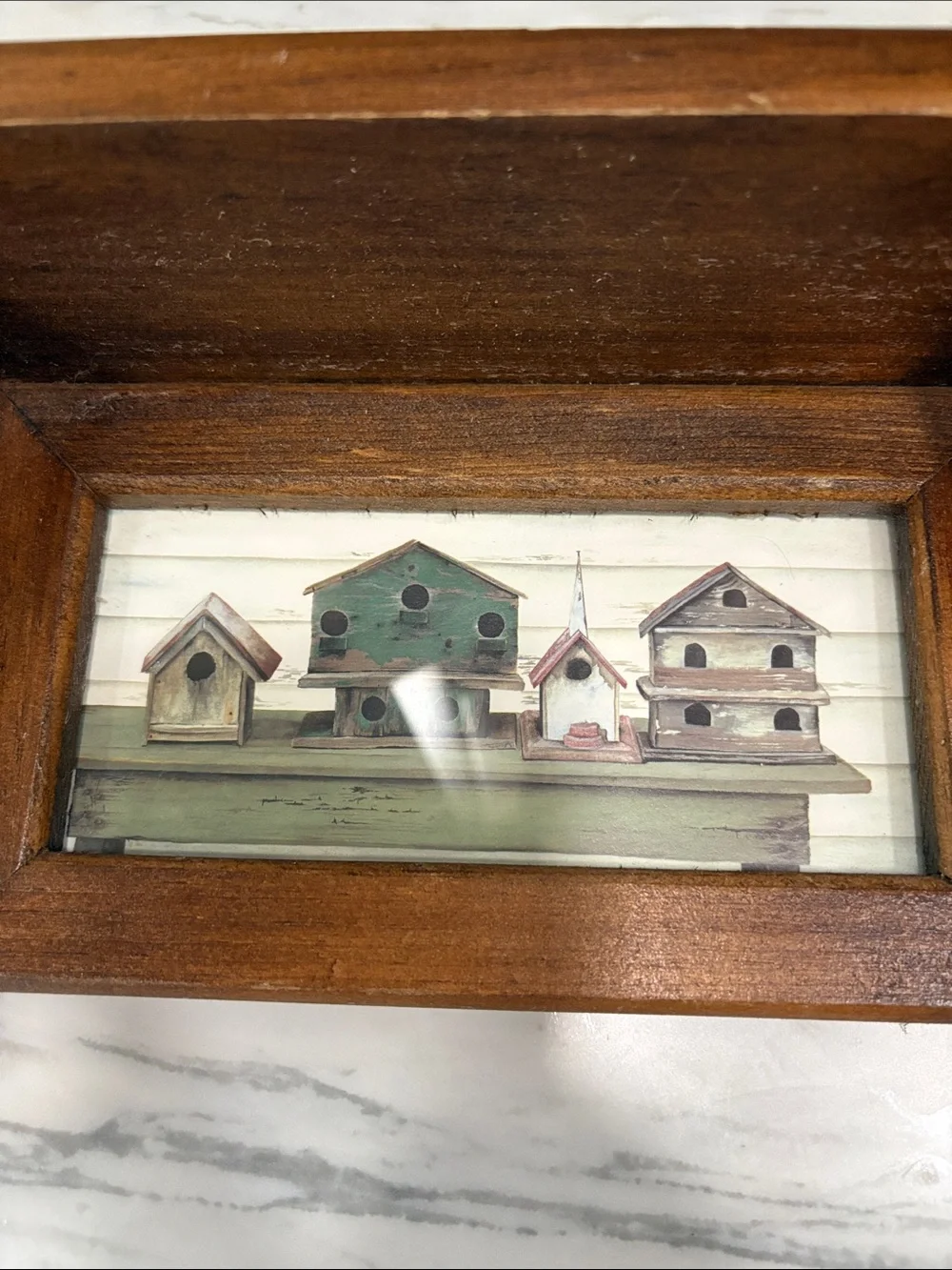 Wooden Framed Birdhouse Wall Art - Brown